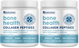 NativePath Bone Health Collagen Peptides, Type 1 & 3, with Fortibone and Verisol, 7.9 Ounce, 30 Servings (Pack of 2)
