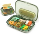 Toplive 6 Compartments Small Pill Case Travel Pill Organizer Pocket Medication Travel Case Portable Small Pill Container with Magnet Light-Proof Mini Pill Box, Green
