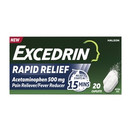 Excedrin Rapid Relief Caplets, 500mg Acetaminophen, Fast Pain Relief in 15 Minutes, 20 Count​