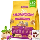 Mushroom Gummies 4000mg, Brain Supplements for Memory and Focus, 26x Mushroom Supplement with Ashwagandha & Lion's Mane, Milk Thistle, Green Tea - Focus, Clarity, Immunity, Liver | 180 Count