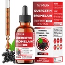 Quercetin with Bromelain Liquid Drops - 8in1 with Vitamin D3, Vitamin C, Zinc, Elderberry, Stinging Nettle, and Black Pepper - Support Immune System - 30ml 1 Fl Oz