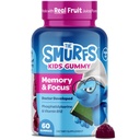 The Smurfs Nootropic Gummies for Kids with Vitamin B12 & L-Theanine | Laser Focus Gummy for Focus and Memory Supplements | Made with Real Fruit in a Smurf Berry | Doctor Developed | 60 Vegan Gummies