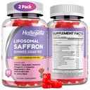 Saffron Gummies for Kids, Liposomal Saffron Extract Supplements with Holy Basil, Rosemary, L-Theanine, Magnesium, Omega-3, B6&12 for Focus & Brain Health, Sugar Free, Mixed Berry, Vegan, 120 Chews