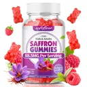 softbear Saffron Gummies for Kids & Adults, 10-in-1 Organic Saffron Supplements with 88.5mg Saffron Extract Support Calm Mind & Focus & Zzz, Sugar Free/Non-GMO, Raspberry Flavor 60 Count