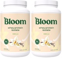 Bloom Nutrition Whey Isolate Protein Powder, Vanilla - Pure Iso Post Workout Recovery Drink Blend, Smoothie Mix with Digestive Enzymes for Gut Health - Low Carb, Keto & Zero Sugar Added (Pack of 2)