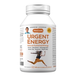 ANDREW LESSMAN Urgent Energy 60 Capsules - Provides a Safe, Healthy Means of Enhancing Energy Levels and Feelings of Well-Being, Green Tea, Guarana, Ginseng, Royal Jelly, Ashwagandha, B-Complex