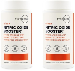 Type Zero Nitric Oxide 6X Booster, 150 Veggie Capsules - Natural Supplement - Beetroot, Arginine AKG, Citrulline, Pine Bark, Garlic & VIT C | Nitrous Oxide (Pack of 2)