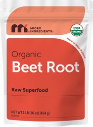 Micro Ingredients Organic Beet Root Powder, 1lb | Water Soluble, Highly Concentrated Raw Beet Supplement | Superfood Drink Mix | Non-GMO, Vegan Friendly, Plant Based