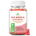 Sea Moss Gummies for Adults Kids with Chlorophyll, Bladderwrack, Burdock Root, Blck Seed Oil, Vitamin C & D3, Zinc, 8-in-1 Potent Formula Supports Immune System & Boost Energy (1-Pack)