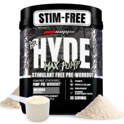 ProSupps Mr. Hyde Max Pump Pre Workout Powder - Stim-Free Preworkout Supports Blood Flow & Muscle Volume - Caffeine-Free Nitric Oxide Booster for Gym - Fitness Supplements (Unflavored, 30 Servings)