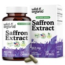 Wild & Organic Saffron Capsules 88.5 mg - Mood, Focus, Eye Support - Natural Saffron Supplements - Crocus Sativus Extract - 120 Days of Supply - Vegan, Non-GMO - 120 Count