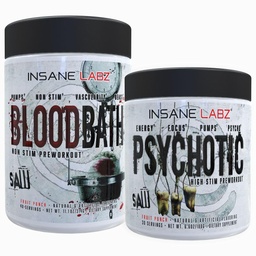 Insane Labz Psychotic Saw® and Bloodbath Pre Workout Nitric Oxide Booster Stack, Increase Muscle Mass, Vascularity, Strength, Energy, Focus (Fruit Punch, 30 Servings)