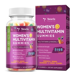 Totaria Sugar Free Multivitamin Gummies for Women 14+ w/Iron, Inositol, Folate, Biotin, Womens Daily Multivitamin Gummy w/Vitamin A, C, B, D3, K2, for Hair, Skin, Energy, Immune, Mixed Flavors