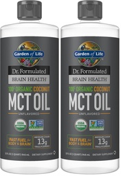 Garden of Life Dr. Formulated Brain Health 100% Organic Coconut MCT Oil 32 fl oz Unflavored,13g MCTs,Body & Brain Fuel,Certified Non-GMO Vegan & Gluten Free,Hexane-Free,(Pack of 2)