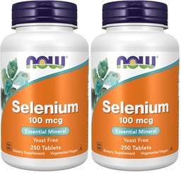 NOW Foods Supplements, Selenium (L-Selenomethionine) 100 mcg, Essential Mineral*, 250 Tablets (Pack of 2)