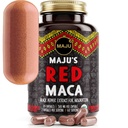 Maju Superfoods Organic Red Maca Root Capsules 120ct - Women Focused Curve Enhancement Nutrition Booster Pills, Gain for Thighs, Powder in Pill Supplement