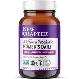 New Chapter Probiotics for Women - 60 ct (2 Month Supply), Women's Daily Probiotic with Prebiotics and Probiotics for Vaginal Health & Chaste Tree for Hormonal Support, 100% Vegetarian, Non-GMO