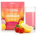 Hydration Lemonade Electrolyte Powder Drink Mix - Strawberry Dragonfruit with Hibiscus & Vitamin C, Juice Blend with Beauty Botanicals & Real Fruit, No Added Sugar, 30 Servings, PuriVibe