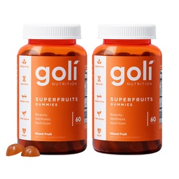 Goli Superfruits Beauty Gummies with Bamboo Silica - Vitamins A, C, E, Zinc - Collagen Support with Superfruit Blend - Vegan, Non-GMO, Gluten-Free, 120 Count (2 Pack)