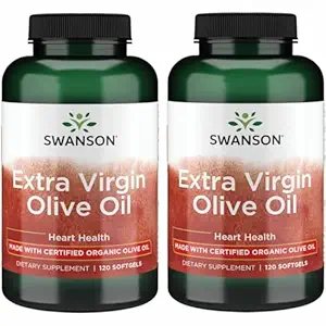 Swanson Extra Virgin Olive Oil - Natural Supplement Supporting Cardiovascular Health w/Essential Fatty Acids - Made w/Organic Cold-Pressed Olive Fruit - (120 Softgels, 1g Each) 2 Pack