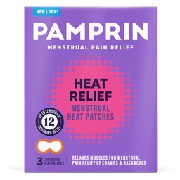 Pamprin Heat Relief Menstrual Patches for Portable Menstrual Pain Relief of Cramps and Backaches, 3 Count