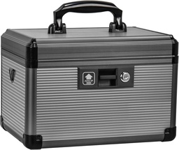 Medicine Lock Box with Key, Alluminum Alloy Box for Medication,First Aid Box with a Removeable Tray to Store Medicines & Pills for Home, Black 12 * 7.68 * 7.87 Inch