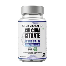NATURALTEIN Calcium Citrate with Vitamin D3 & K2 (MK7) 60 Tablets | High-Absorption Calcium Supplement for Bone Health | No Additives | Vegan & Gluten-Free