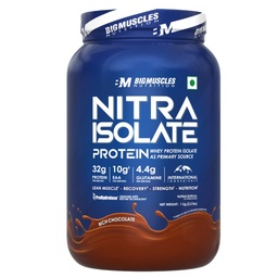 Bigmuscles Nutrition Nitra Isolate [1kg, Rich Chocolate] | 32g Protein | 10g EAA | Whey Protein with ProHydrolase Enzyme Tech. For Faster Absorption | Improved Strength, Faster Recovery & Muscle Building