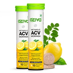 OZiva ACV Moringa Apple Cider Vinegar Tablets, Lemon Masala, Pack of 2