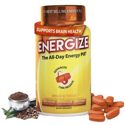 iSatori Energize Brain & Focus Caffeine Pills - Fast Acting All Day Energy Pills, Brain Booster, Energy and Focus Supplement, Time Release Caffeine Means No Jitters, No Crash (60 Tablets)