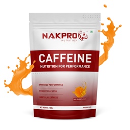 NAKPRO Caffeine Pre-Workout Energy Supplement Powder for Men, Women | Helps in increasing Performance, Focus and Enduarance - 50 Servings (Tangy Orange, 100g)