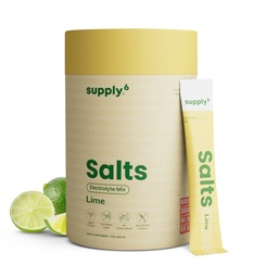 Supply6 Salts | Electrolyte Mix | Zero Added Sugar | Sodium, Potassium, Magnesium, Zinc & Fiber | Keto Friendly, Vegan Friendly, No Preservatives (18 Servings, Lemon Lime)