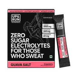 UP&RUN Advance Guava Salt | Sugar Free Electrolyte for Adults | 15 Sachets