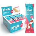 Phab Starwberries & Greek Yogurt Protein Bars with 21g Protein & No Added Sugar | High Fibre, Gluten-Free, Trans Fat-Free & No Preservatives | Healthy & Delicious With Goodness Of Dates (Pack of 12)