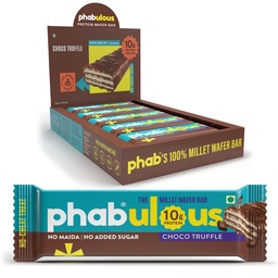 Phab Protein Wafer Bar Choco Truffle Flavour - No Maida Only Millets (Bajra) | 10g Protein With No Added Sugar, No Preservatives, No Trans Fat | Gluten-Free Healthy Snack | Desk-to-Gym Snack