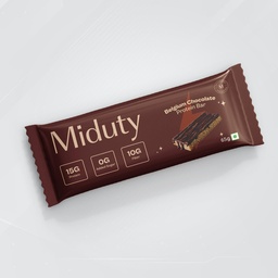 Miduty High Protein Bars - 15g Whey Protein Isolate, 0g Added Sugar, 10g Fiber - No Soy, No Peanuts - Belgium Chocolate Flavor For Fitness, Weight Management (Chocolate)