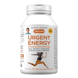 ANDREW LESSMAN Urgent Energy 180 Capsules - Provides a Safe, Healthy Means of Enhancing Energy Levels and Feelings of Well-Being, Green Tea, Guarana, Ginseng, Royal Jelly, Ashwagandha, B-Complex