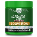 Sylara Calcium Magnesium Zinc Vitamin D3, Vitamin K2, Vitamin B12-200 Tablets Capsules Supplement