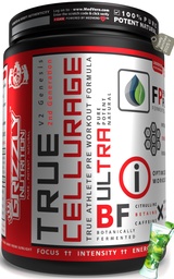 Grizzly Nutrition, True Cellurage, Pre Workout (160 grams Powder, Caribbean Fresh Lime, upto 65 Servings) citrulline, beta alanine, caffeine +13 performance boosters
