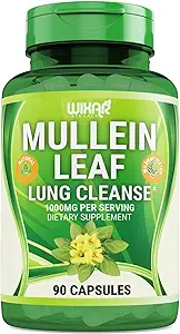 Mullein Leaf Capsules - 90 Capsules - Herbal Supplement Supports Healthy Respiratory Function & Mucous Membranes - 1000 mg - Natural Mullein for Lung Cleanse Support