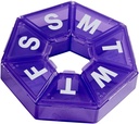 EZY DOSE Weekly Pill Organizer, Medicine Box, and Vitamin Planner, Travel Pill Planner, Portable Storage, 7-Sided, Purple, BPA Free