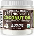 Raw Paws Organic Virgin Coconut Oil for Dogs & Cats, 4-oz - Supports Immune System, Digestion, Oral Health, Thyroid - All Natural Allergy Relief for Dogs - Hairball Relief