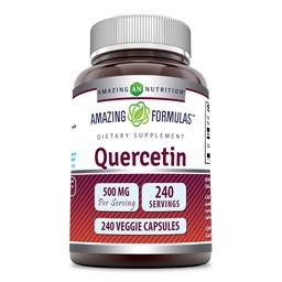 Amazing Formulas Quercetin 500mg Veggie Capsules Supplement | Non-GMO | Gluten Free | Supports Overall Health & Well Being (240 Count)