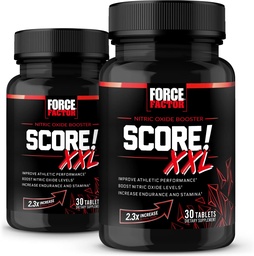 FORCE FACTOR Score! XXL, 2-Pack, Nitric Oxide Booster Supplement for Men with L-Citrulline, Black Maca, & Tribulus to Improve Athletic Performance, Increase Stamina, & Support Blood Flow, 60 Tablets