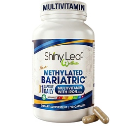 Shiny Leaf Methylated Bariatric Multivitamin with Iron 45mg – Once Daily Capsule, Made in USA, ASMBS Compliant Bariatric Vitamins for Gastric Bypass & Gastric Sleeve, for Men & Women – (90 Count)