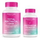 Pink Stork Postnatal Multivitamin + Probiotics with Vegan DHA, Ashwagandha, Iron, Folate, B12 - Supports Hormone Balance, Postpartum Recovery, Gut Health, & Digestion - Pack of 2
