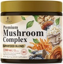 Mushroom Powder Supplement - 11-in-1 Blend - Organic Lions Mane, Reishi, Cordyceps, Chaga, Turkey Tail Mushroom Extract Powder - Brain & Immune Support Mushrooms Powder - Bottled in USA - 60 Servings