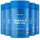 OMAPURE Fish Oil Supplements with Omega 3 Fatty Acids (5 Bottle, 120 Softgels) - High EPA, DHA, & IFOS Fish Oil Pills Support Heart & Joint Health - Burpless - Promotes Brain Function