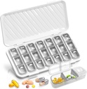 GloDeals Weekly Pill Organizer - Large 7 Day Medicine Organizer, 3 Times A Day, White