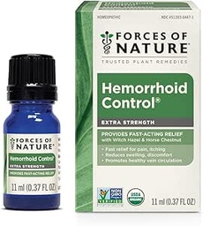 Forces of Nature Hemorrhoid Treatment, Extra Strength 0.37 Fl Oz, Organic Homeopathic Medicine & Essential Oils, Hemorrhoid Relief for Pain, Itching, Swelling, Soreness & Discomfort